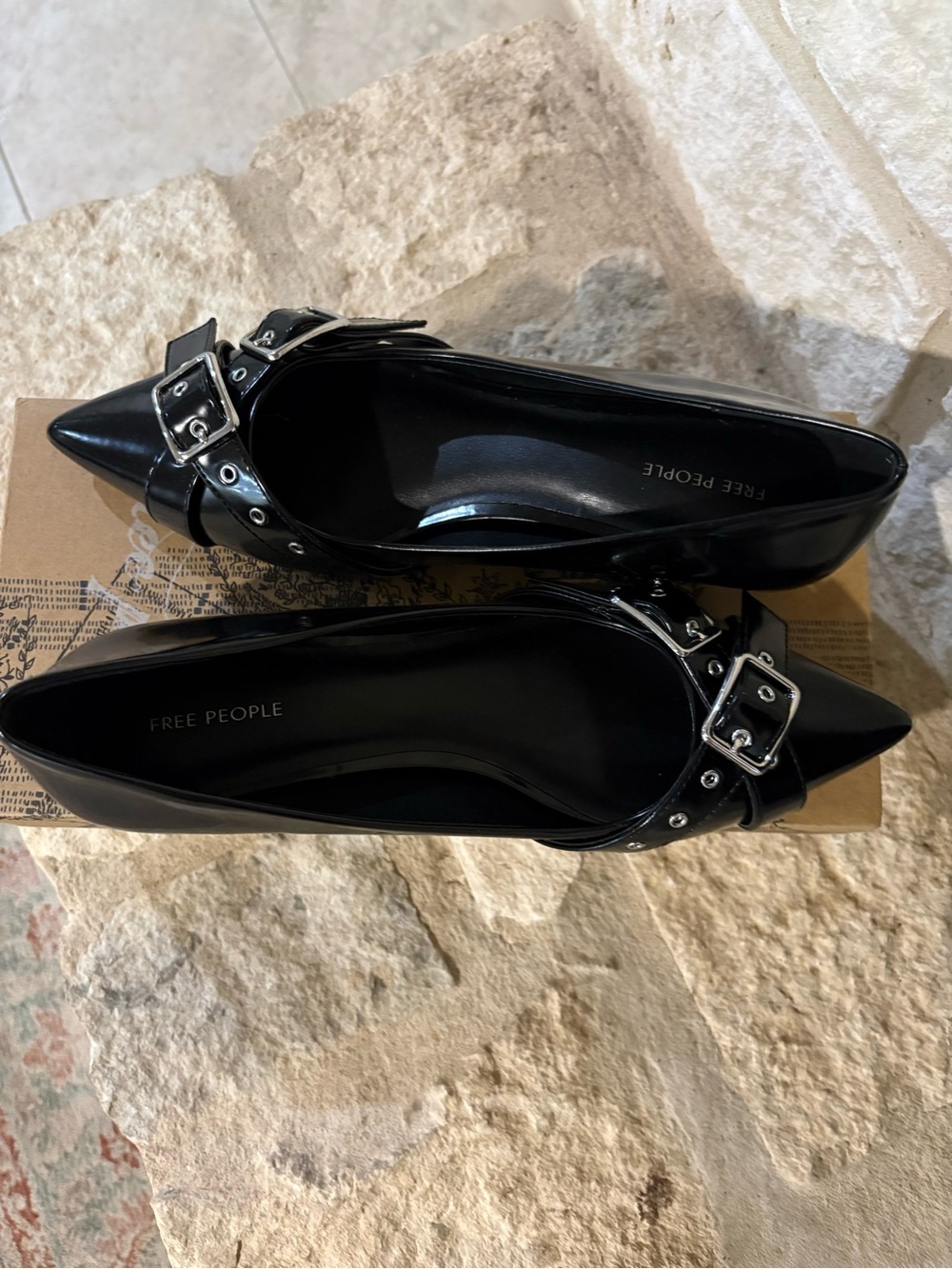 Free People So '90s Pointed Toe Kitten Heel Pump Size 8.5 in Black NWT